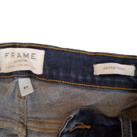 Frame Le High Skinny Wyman 27 (Meas 23x27.5 9.5" Mid Rise) Front Slit Jeans A13 - Picture 7 of 11